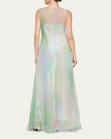 Lafayette 148 New York Ombre-Print Chiffon Gown with Sequin Slip | Thumbnail 3 Lafayette 148 New York Ombre-Print Chiffon Gown with Sequin Slip | Thumbnail 3