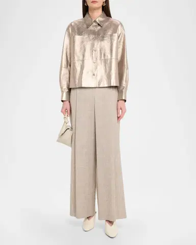 Lafayette 148 New York Astor Pleated Wide-Leg Melange Pants | Thumbnail 6 Lafayette 148 New York Astor Pleated Wide-Leg Melange Pants | Thumbnail 6
