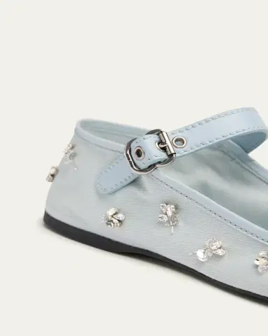 Miu Miu Embellished Canvas Mary Jane Ballerina Flats | Thumbnail 3 Miu Miu Embellished Canvas Mary Jane Ballerina Flats | Thumbnail 3