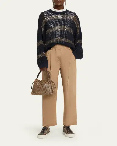 Brunello Cucinelli Tapered Lightweight Poplin Crop Pants | Thumbnail 2 Brunello Cucinelli Tapered Lightweight Poplin Crop Pants | Thumbnail 2