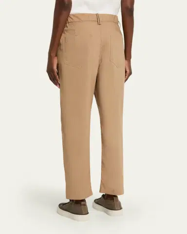 Brunello Cucinelli Tapered Lightweight Poplin Crop Pants | Thumbnail 3 Brunello Cucinelli Tapered Lightweight Poplin Crop Pants | Thumbnail 3
