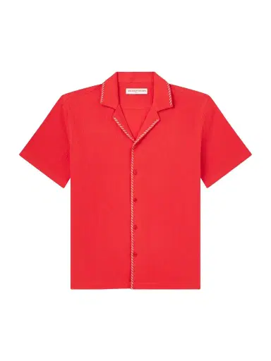 Orlebar Brown Maitan Camp-Collar Whipstitched Cotton-Seersucker Shirt - Men | Thumbnail 1 Orlebar Brown Maitan Camp-Collar Whipstitched Cotton-Seersucker Shirt - Men | Thumbnail 1