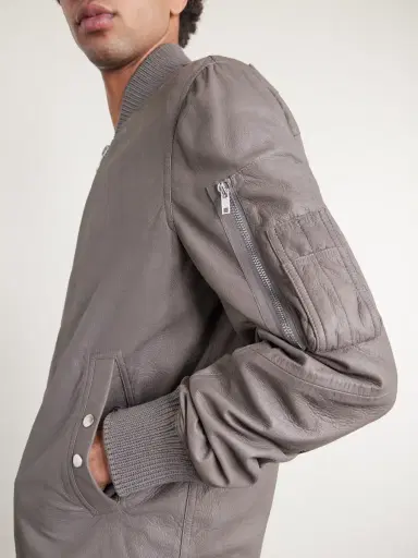 Rick Owens Leather Bomber Jacket - Men | Thumbnail 5 Rick Owens Leather Bomber Jacket - Men | Thumbnail 5