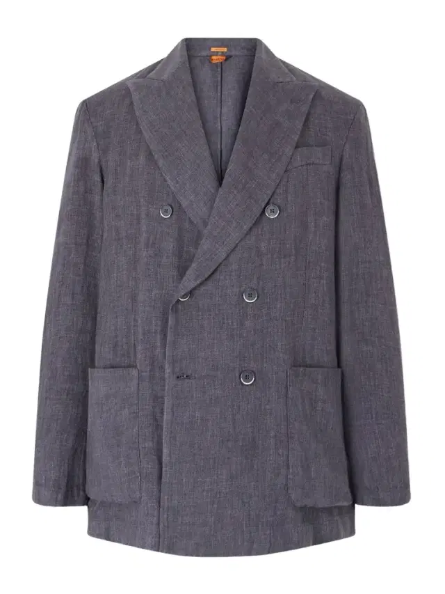 Unstructured Double-Breasted Linen-Blend Suit Jacket - Men Unstructured Double-Breasted Linen-Blend Suit Jacket - Men