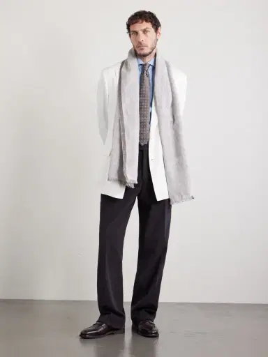 Brunello Cucinelli Fringed Linen Scarf - Men | Thumbnail 3 Brunello Cucinelli Fringed Linen Scarf - Men | Thumbnail 3