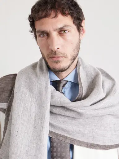 Brunello Cucinelli Fringed Linen Scarf - Men | Thumbnail 4 Brunello Cucinelli Fringed Linen Scarf - Men | Thumbnail 4
