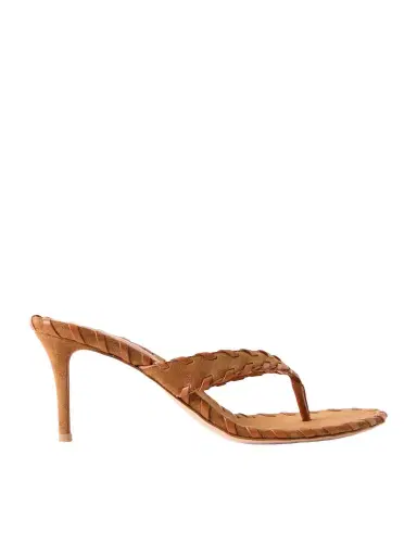 Gianvito Rossi 70 Whipstitched Leather-trimmed Suede Sandals | Thumbnail 1 Gianvito Rossi 70 Whipstitched Leather-trimmed Suede Sandals | Thumbnail 1