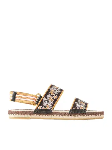 Valentino Garavani Leather-trimmed Embroidered Canvas Espadrille Sandals | Thumbnail 1 Valentino Garavani Leather-trimmed Embroidered Canvas Espadrille Sandals | Thumbnail 1