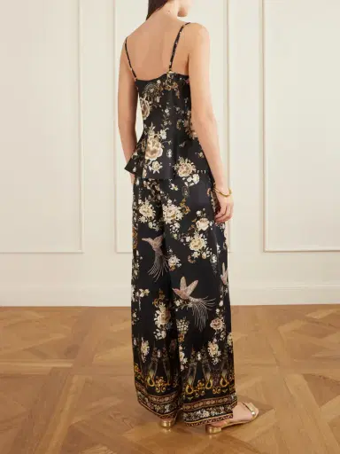 Camilla Asymmetric Draped Embellished Embroidered Printed Silk-satin Top | Thumbnail 3 Camilla Asymmetric Draped Embellished Embroidered Printed Silk-satin Top | Thumbnail 3