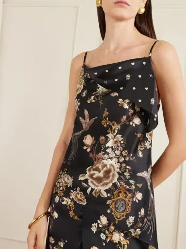 Camilla Asymmetric Draped Embellished Embroidered Printed Silk-satin Top | Thumbnail 4 Camilla Asymmetric Draped Embellished Embroidered Printed Silk-satin Top | Thumbnail 4