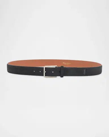 Santoni Men's Square-Buckle Suede Belt | Thumbnail 2 Santoni Men's Square-Buckle Suede Belt | Thumbnail 2
