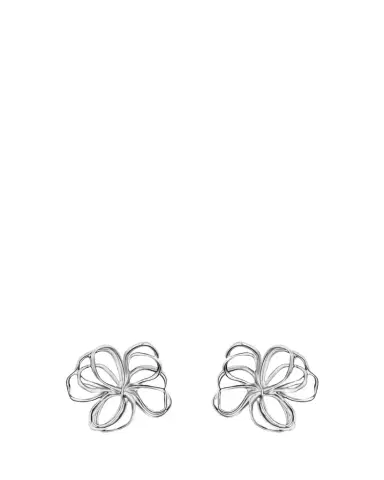 Oscar de la Renta Wire Flower Stud Earrings, Silver | Thumbnail 1 Oscar de la Renta Wire Flower Stud Earrings, Silver | Thumbnail 1