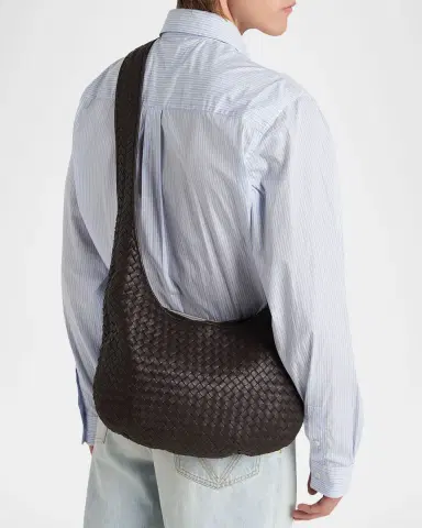 Bottega Veneta Men's Small Veneto Intrecciato Leather Shoulder Bag | Thumbnail 6 Bottega Veneta Men's Small Veneto Intrecciato Leather Shoulder Bag | Thumbnail 6