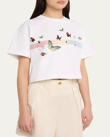 CASABLANCA Butterfly Boxy Crop T-Shirt | Thumbnail 4 CASABLANCA Butterfly Boxy Crop T-Shirt | Thumbnail 4