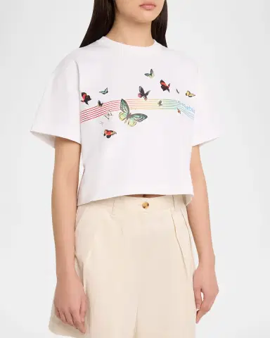 CASABLANCA Butterfly Boxy Crop T-Shirt | Thumbnail 8 CASABLANCA Butterfly Boxy Crop T-Shirt | Thumbnail 8