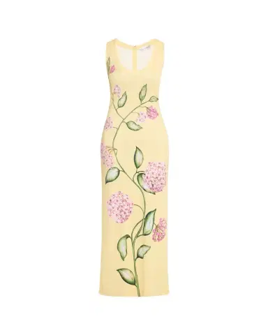Oscar de la Renta Sleeveless Porcelain Flowers Jersey Maxi Dress | Thumbnail 1 Oscar de la Renta Sleeveless Porcelain Flowers Jersey Maxi Dress | Thumbnail 1