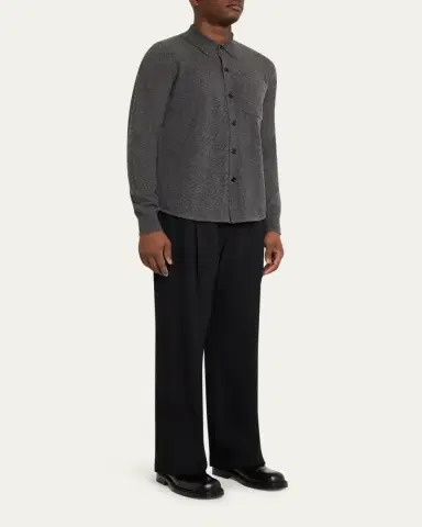 Dries Van Noten Men's Monaco Cashmere Knit Pocket Button-Down Shirt | Thumbnail 2 Dries Van Noten Men's Monaco Cashmere Knit Pocket Button-Down Shirt | Thumbnail 2
