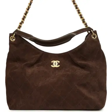 Chanel Chanel Maxi Hobo Bag Dark Brown Suede Antique Gold Hardware | Thumbnail 2 Chanel Chanel Maxi Hobo Bag Dark Brown Suede Antique Gold Hardware | Thumbnail 2