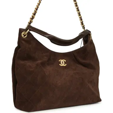 Chanel Chanel Maxi Hobo Bag Dark Brown Suede Antique Gold Hardware | Thumbnail 3 Chanel Chanel Maxi Hobo Bag Dark Brown Suede Antique Gold Hardware | Thumbnail 3