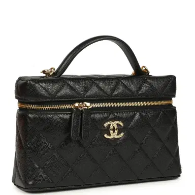 Chanel Chanel Top Handle Long Vanity Case with Chain Black Shiny Caviar Gold Hardware | Thumbnail 2 Chanel Chanel Top Handle Long Vanity Case with Chain Black Shiny Caviar Gold Hardware | Thumbnail 2