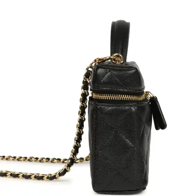 Chanel Chanel Top Handle Long Vanity Case with Chain Black Shiny Caviar Gold Hardware | Thumbnail 3 Chanel Chanel Top Handle Long Vanity Case with Chain Black Shiny Caviar Gold Hardware | Thumbnail 3
