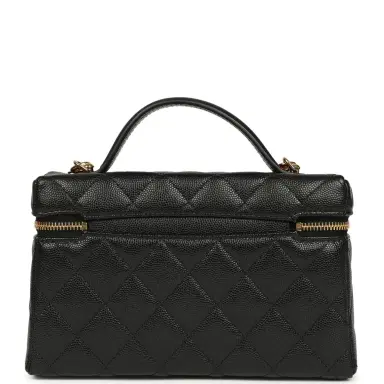 Chanel Chanel Top Handle Long Vanity Case with Chain Black Shiny Caviar Gold Hardware | Thumbnail 4 Chanel Chanel Top Handle Long Vanity Case with Chain Black Shiny Caviar Gold Hardware | Thumbnail 4