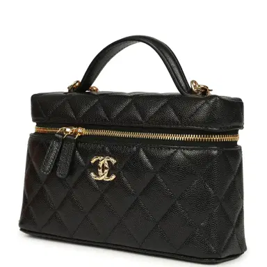 Chanel Chanel Top Handle Long Vanity Case with Chain Black Shiny Caviar Gold Hardware | Thumbnail 5 Chanel Chanel Top Handle Long Vanity Case with Chain Black Shiny Caviar Gold Hardware | Thumbnail 5