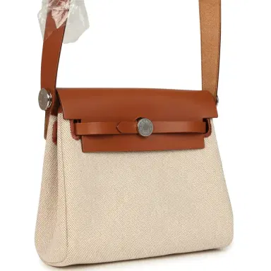 HERMÈS Hermes Herbag Zip 20 Mini Ecru and Beige Toile H Canvas and Fauve Vache Hunter Gold Hardware | Thumbnail 2 HERMÈS Hermes Herbag Zip 20 Mini Ecru and Beige Toile H Canvas and Fauve Vache Hunter Gold Hardware | Thumbnail 2