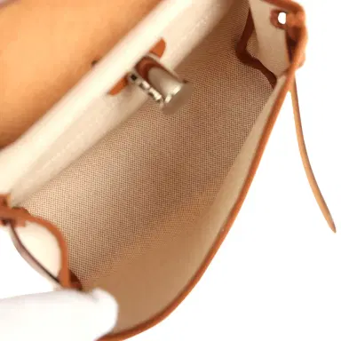 HERMÈS Hermes Herbag Zip 20 Mini Ecru and Beige Toile H Canvas and Fauve Vache Hunter Gold Hardware | Thumbnail 11 HERMÈS Hermes Herbag Zip 20 Mini Ecru and Beige Toile H Canvas and Fauve Vache Hunter Gold Hardware | Thumbnail 11