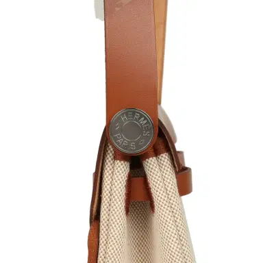 HERMÈS Hermes Herbag Zip 20 Mini Ecru and Beige Toile H Canvas and Fauve Vache Hunter Gold Hardware | Thumbnail 5 HERMÈS Hermes Herbag Zip 20 Mini Ecru and Beige Toile H Canvas and Fauve Vache Hunter Gold Hardware | Thumbnail 5
