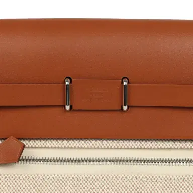 HERMÈS Hermes Herbag Zip 20 Mini Ecru and Beige Toile H Canvas and Fauve Vache Hunter Gold Hardware | Thumbnail 7 HERMÈS Hermes Herbag Zip 20 Mini Ecru and Beige Toile H Canvas and Fauve Vache Hunter Gold Hardware | Thumbnail 7