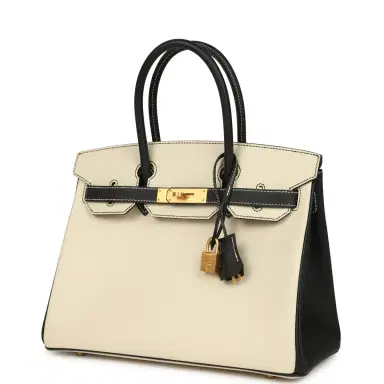 HERMÈS Hermes Special Order (HSS) Birkin 30 Craie and Black Epsom Brushed Gold Hardware | Thumbnail 5 HERMÈS Hermes Special Order (HSS) Birkin 30 Craie and Black Epsom Brushed Gold Hardware | Thumbnail 5