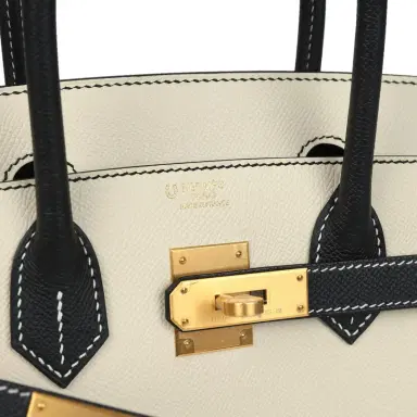 HERMÈS Hermes Special Order (HSS) Birkin 30 Craie and Black Epsom Brushed Gold Hardware | Thumbnail 7 HERMÈS Hermes Special Order (HSS) Birkin 30 Craie and Black Epsom Brushed Gold Hardware | Thumbnail 7