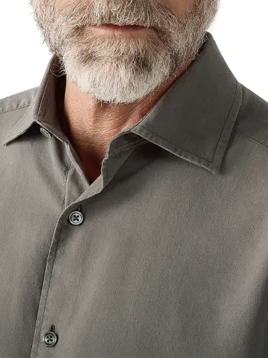 ZEGNA Men's Silk Button-Front Shirt - Dark Taupe | Thumbnail 4 ZEGNA Men's Silk Button-Front Shirt - Dark Taupe | Thumbnail 4