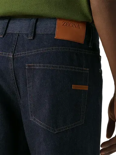 ZEGNA Men's Rinse-Washed Cotton and Silk Roccia Jeans - Dark Blue | Thumbnail 5 ZEGNA Men's Rinse-Washed Cotton and Silk Roccia Jeans - Dark Blue | Thumbnail 5