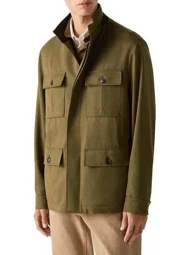 Zegna Men's Wool Field Jacket - Olive Green - Size 44 | Thumbnail 2 Zegna Men's Wool Field Jacket - Olive Green - Size 44 | Thumbnail 2
