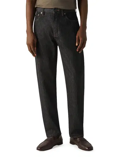 ZEGNA Men's Rinse-Washed Cotton and Silk Roccia Jeans - Black | Thumbnail 2 ZEGNA Men's Rinse-Washed Cotton and Silk Roccia Jeans - Black | Thumbnail 2