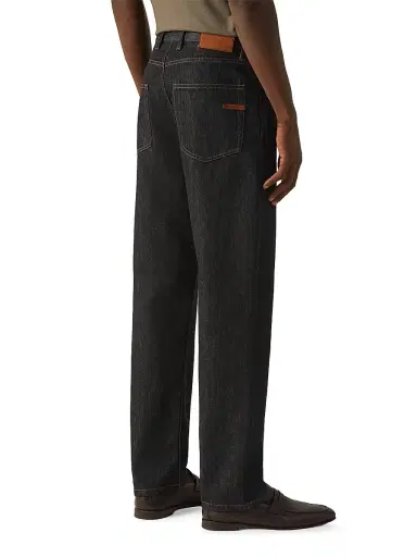 ZEGNA Men's Rinse-Washed Cotton and Silk Roccia Jeans - Black | Thumbnail 4 ZEGNA Men's Rinse-Washed Cotton and Silk Roccia Jeans - Black | Thumbnail 4
