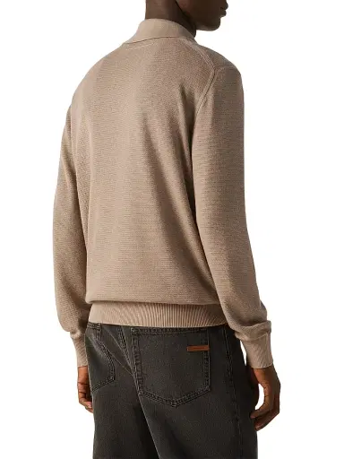 ZEGNA Men's Cashmere-Silk Polo Shirt - Light Taupe | Thumbnail 3 ZEGNA Men's Cashmere-Silk Polo Shirt - Light Taupe | Thumbnail 3