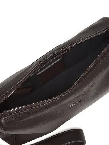 Zegna Men's Secondskin Leather Pouch - Dark Brown | Thumbnail 4 Zegna Men's Secondskin Leather Pouch - Dark Brown | Thumbnail 4