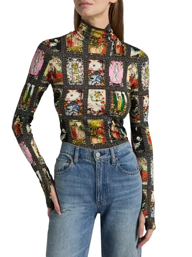 ALICE + OLIVIA Women's Delaina Tarot Turtleneck Top - Enchanted Tarot | Thumbnail 3 ALICE + OLIVIA Women's Delaina Tarot Turtleneck Top - Enchanted Tarot | Thumbnail 3