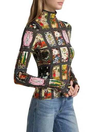 ALICE + OLIVIA Women's Delaina Tarot Turtleneck Top - Enchanted Tarot | Thumbnail 4 ALICE + OLIVIA Women's Delaina Tarot Turtleneck Top - Enchanted Tarot | Thumbnail 4