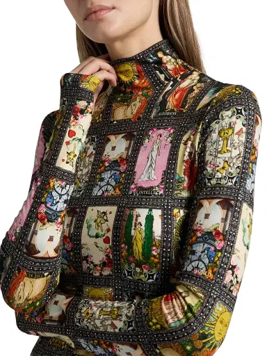 ALICE + OLIVIA Women's Delaina Tarot Turtleneck Top - Enchanted Tarot | Thumbnail 6 ALICE + OLIVIA Women's Delaina Tarot Turtleneck Top - Enchanted Tarot | Thumbnail 6