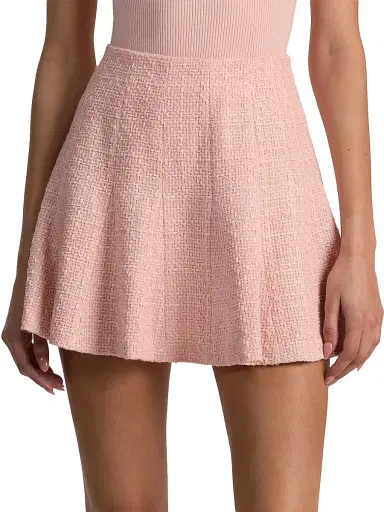 ALICE + OLIVIA Women's Zona Godet-Pleated Tweed Miniskirt - English Rose | Thumbnail 3 ALICE + OLIVIA Women's Zona Godet-Pleated Tweed Miniskirt - English Rose | Thumbnail 3