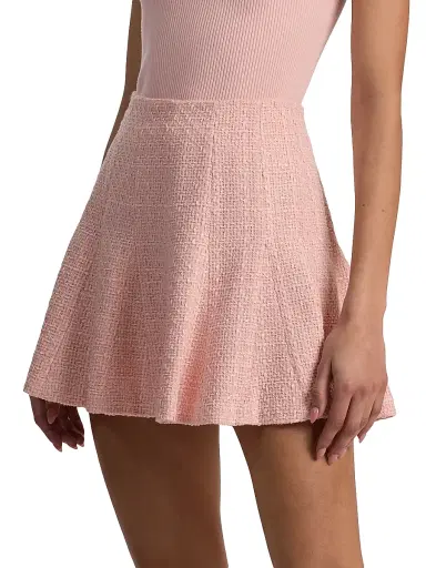 ALICE + OLIVIA Women's Zona Godet-Pleated Tweed Miniskirt - English Rose | Thumbnail 4 ALICE + OLIVIA Women's Zona Godet-Pleated Tweed Miniskirt - English Rose | Thumbnail 4