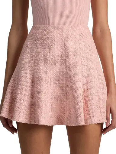 ALICE + OLIVIA Women's Zona Godet-Pleated Tweed Miniskirt - English Rose | Thumbnail 6 ALICE + OLIVIA Women's Zona Godet-Pleated Tweed Miniskirt - English Rose | Thumbnail 6