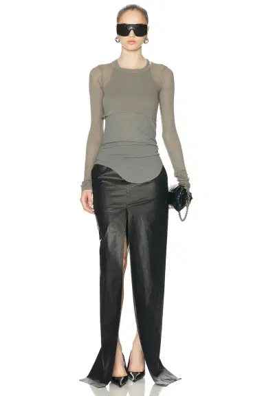 Rick Owens Long Sleeve Cropped Tee | Thumbnail 4 Rick Owens Long Sleeve Cropped Tee | Thumbnail 4
