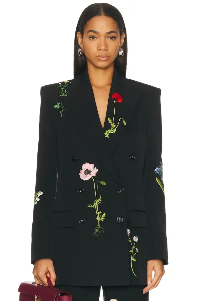 Boyfriend Embroidered Tailored Blazer Boyfriend Embroidered Tailored Blazer