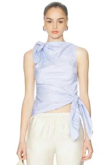 Monse Bow Drape Shirting Top | Thumbnail 1 Monse Bow Drape Shirting Top | Thumbnail 1