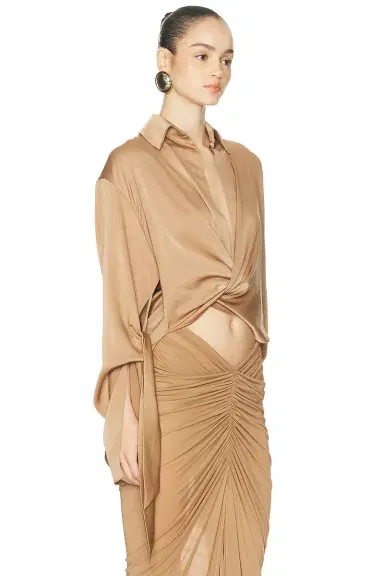 Atlein Draped Cropped Shirt | Thumbnail 2 Atlein Draped Cropped Shirt | Thumbnail 2
